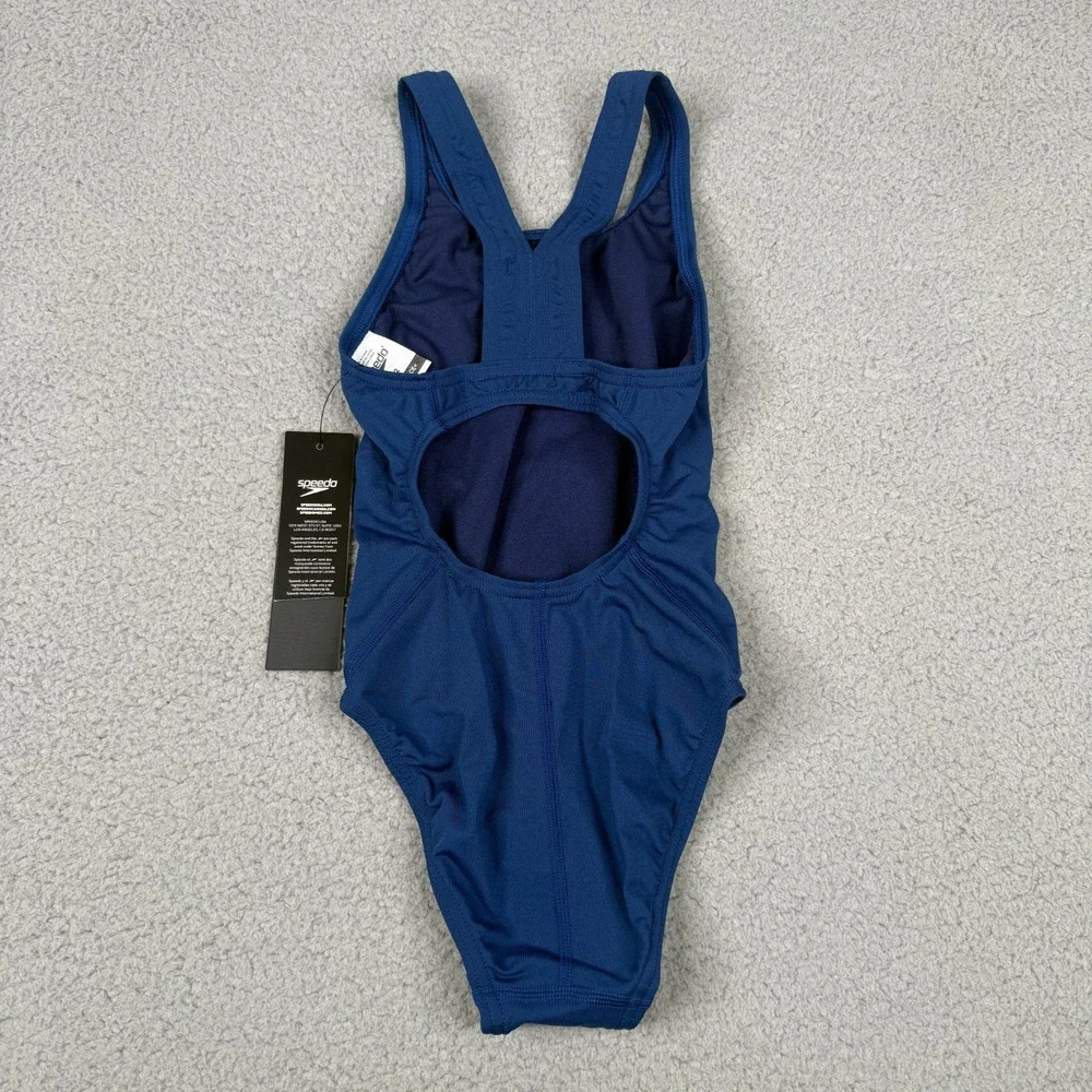 Speedo Endurance+ Swimsuit Girls 6/22 Navy Super Pro Back Youth Training NWT New